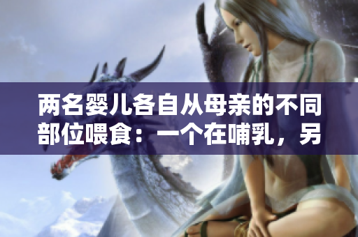 兩名嬰兒各自從母親的不同部位喂食：一個(gè)在哺乳，另一個(gè)在用奶瓶喂母乳