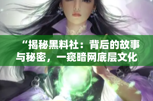 “揭秘黑料社：背后的故事與秘密，一窺暗網(wǎng)底層文化現(xiàn)象的探索與解讀”