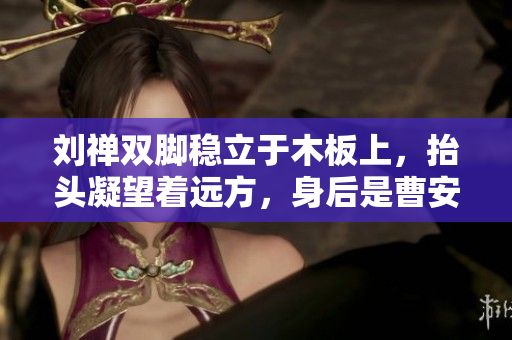 劉禪雙腳穩(wěn)立于木板上，抬頭凝望著遠(yuǎn)方，身后是曹安琪拉助力飛翔的一幕